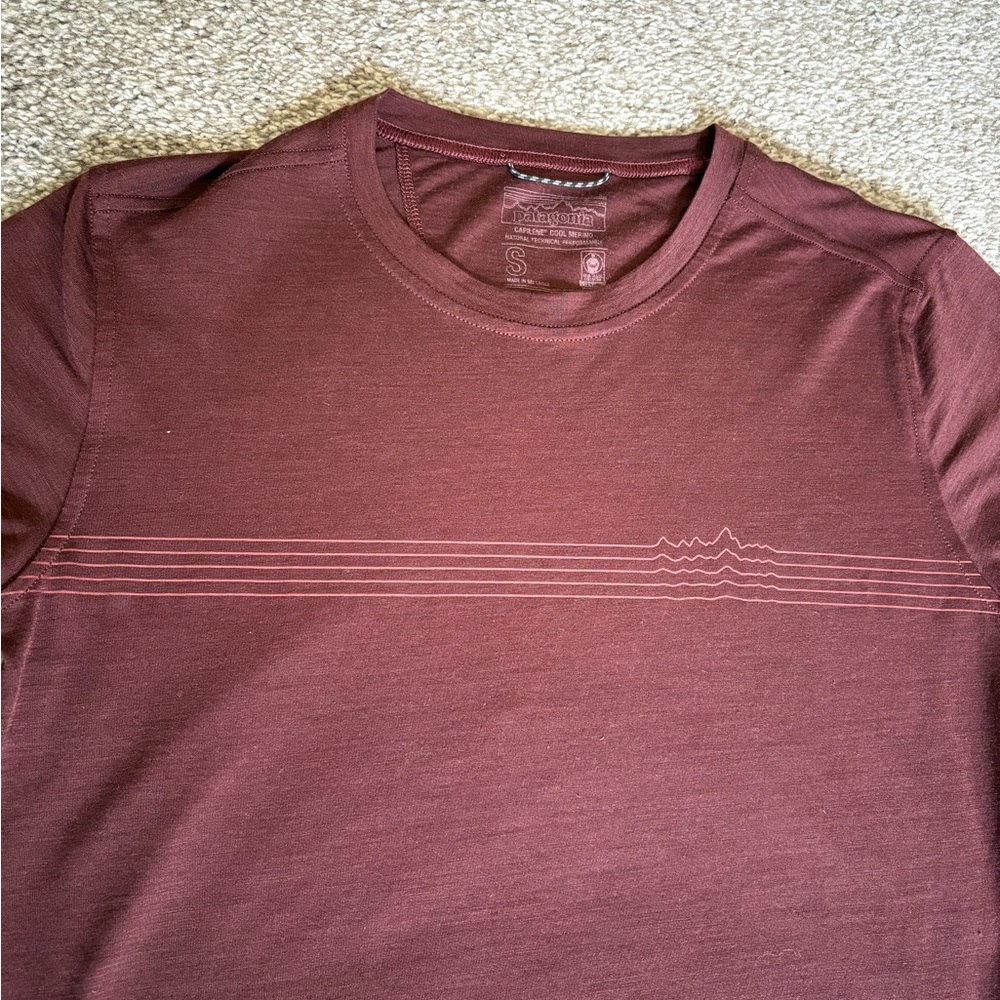 Burgundy Capilene Cool Merino Patagonia t-shirt